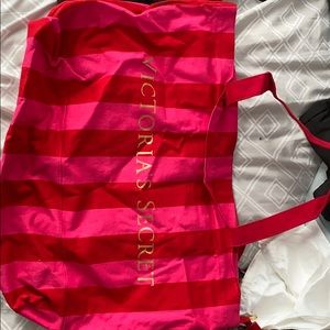 Oversized stripped Victoria secret tote